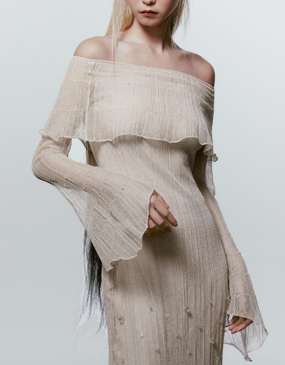 Off-Shoulder Maxi Knitted Dress