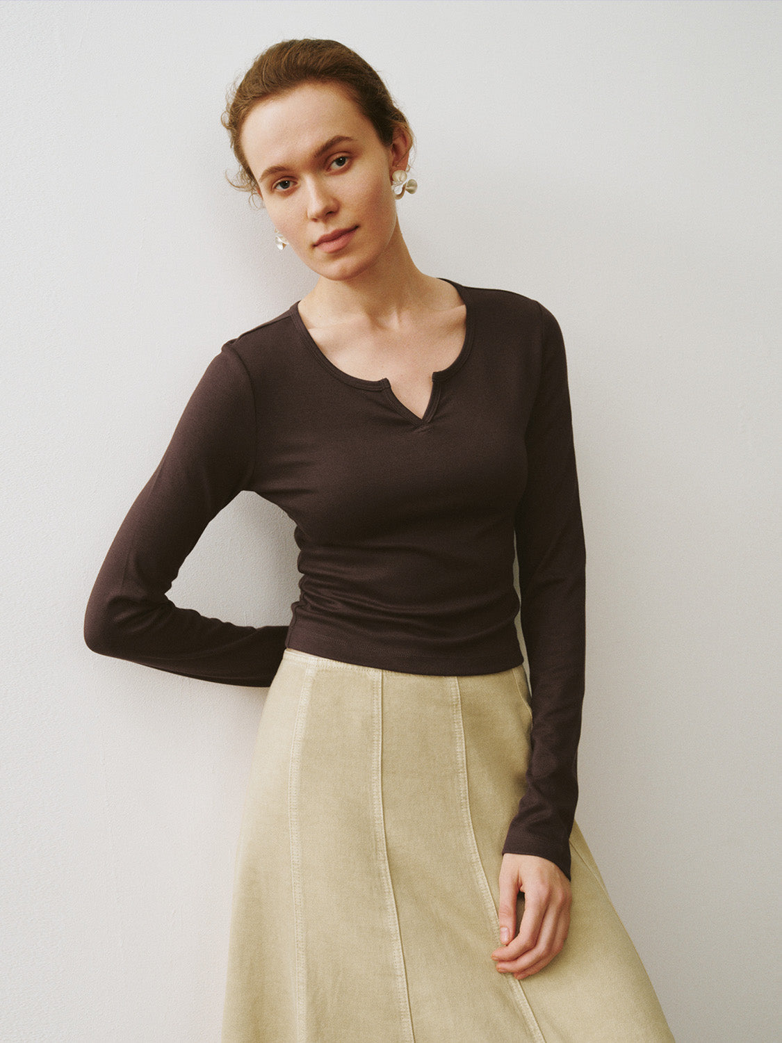 Notch Neck Skinny T-Shirt