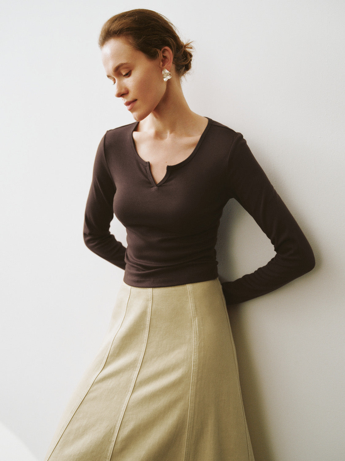 Notch Neck Skinny T-Shirt