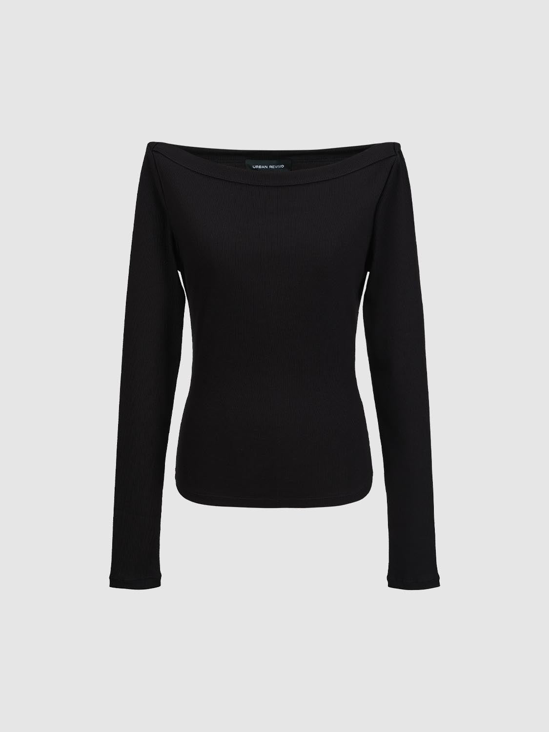 Off-the-Shoulder Long Sleeve T-Shirts