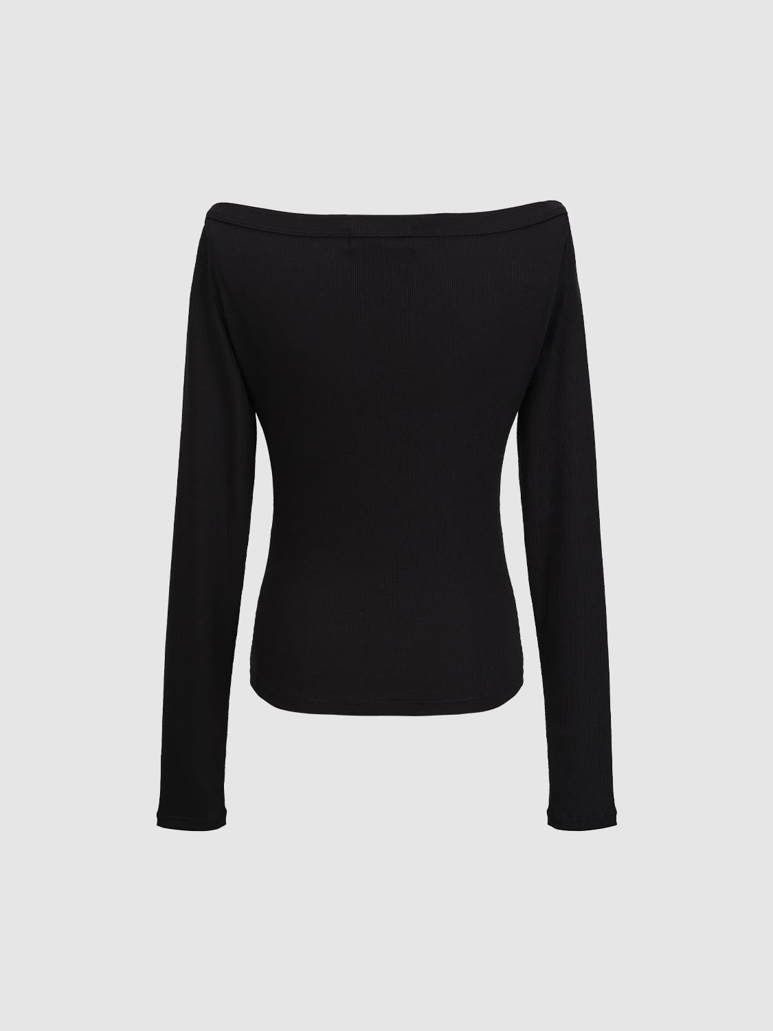 Off-the-Shoulder Long Sleeve T-Shirts