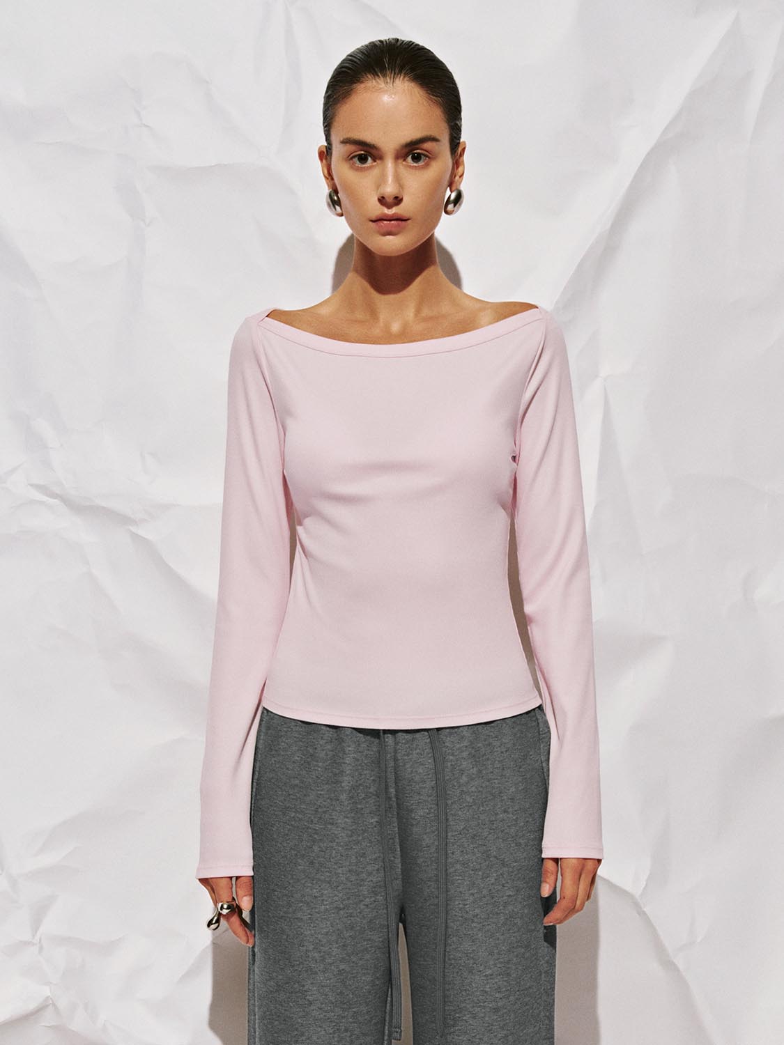 Off-the-Shoulder Long Sleeve T-Shirts