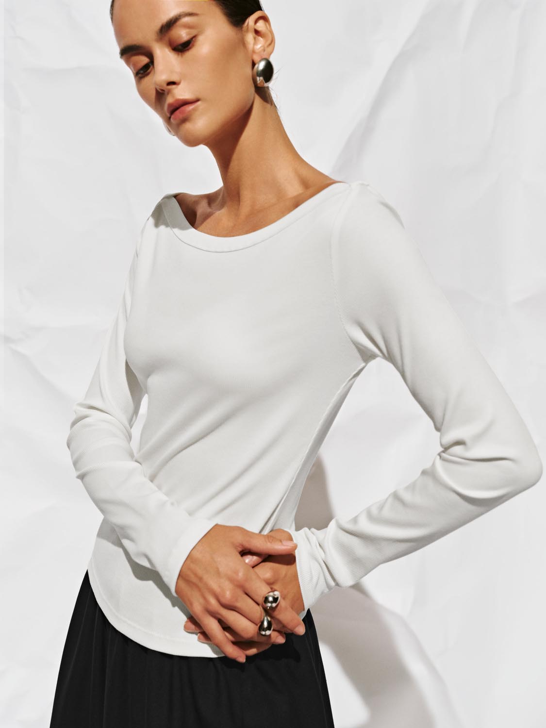 Off-the-Shoulder Long Sleeve T-Shirts
