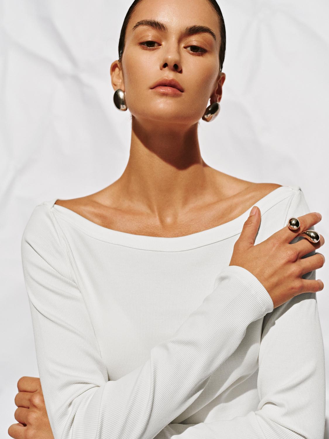 Off-the-Shoulder Long Sleeve T-Shirts