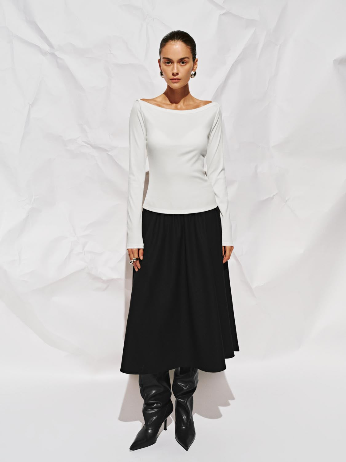 Off-the-Shoulder Long Sleeve T-Shirts