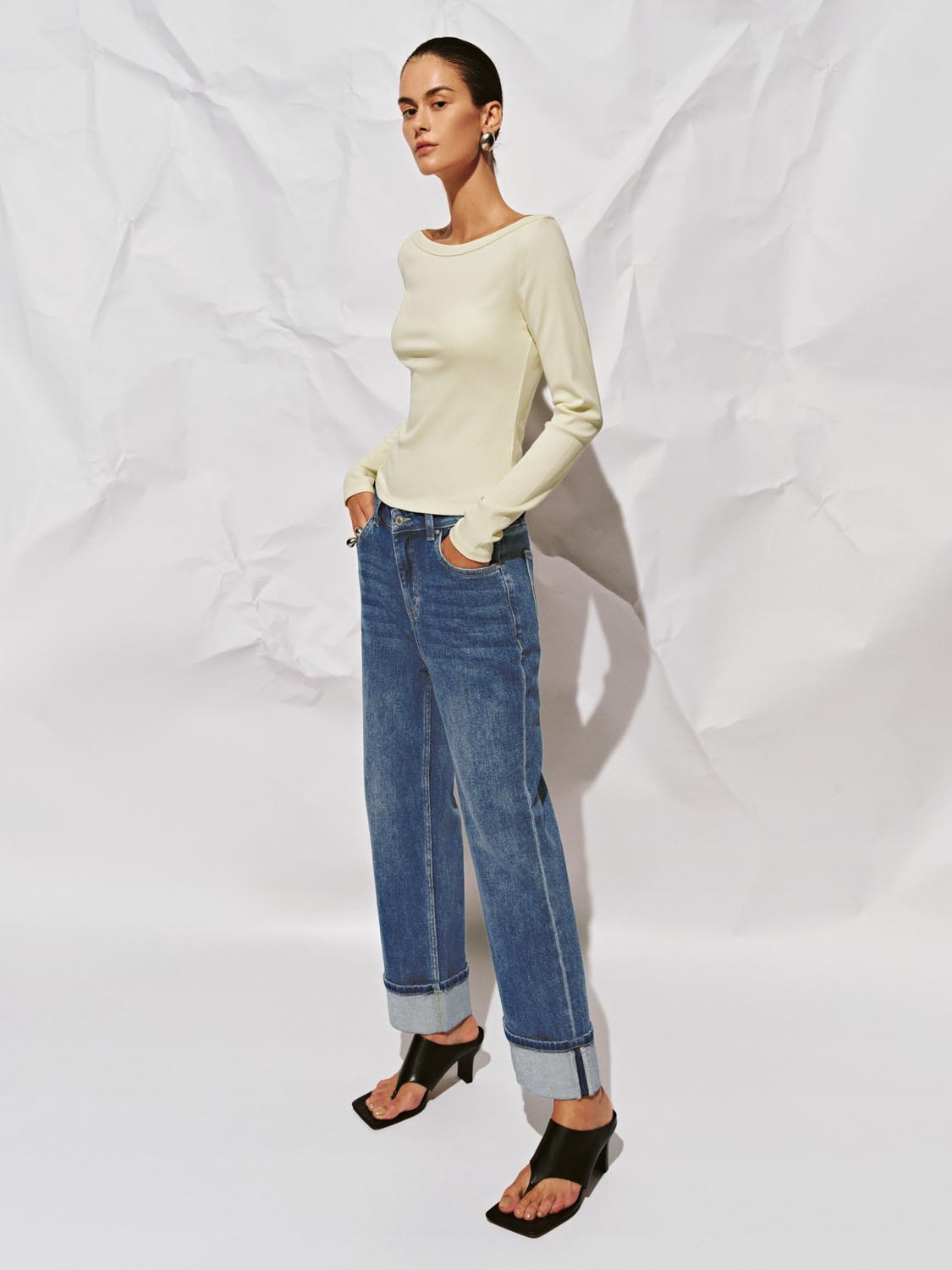 Off-the-Shoulder Long Sleeve T-Shirts
