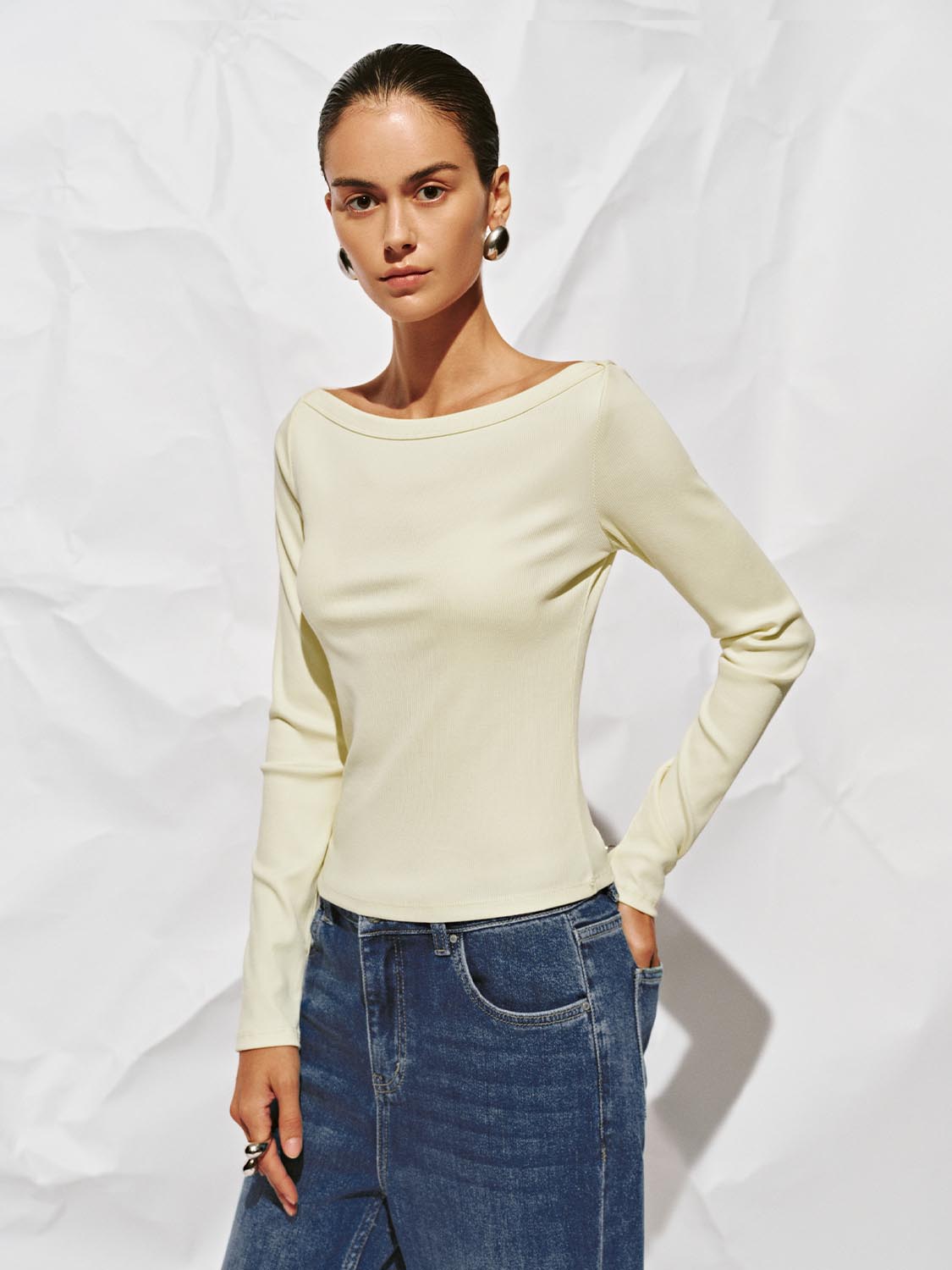Off-the-Shoulder Long Sleeve T-Shirts
