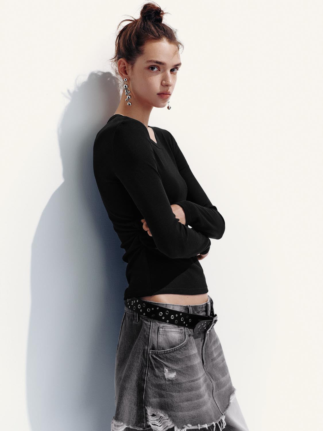 Ruched Long Sleeve T-Shirts