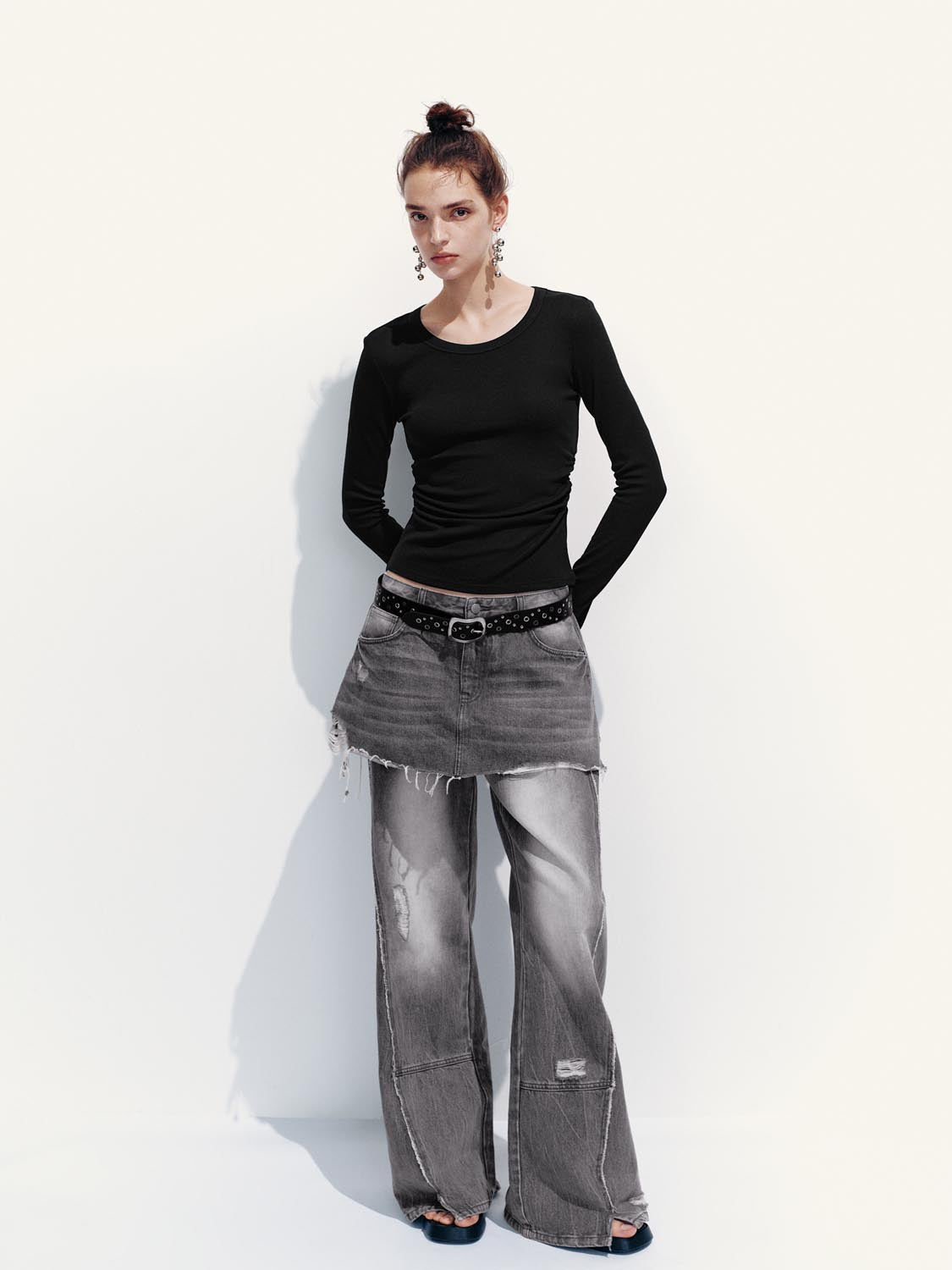 Ruched Long Sleeve T-Shirts