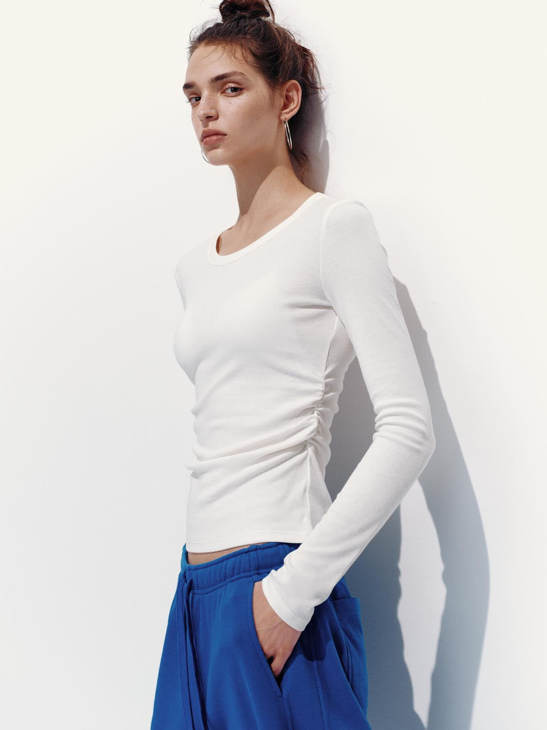 Ruched Long Sleeve T-Shirts