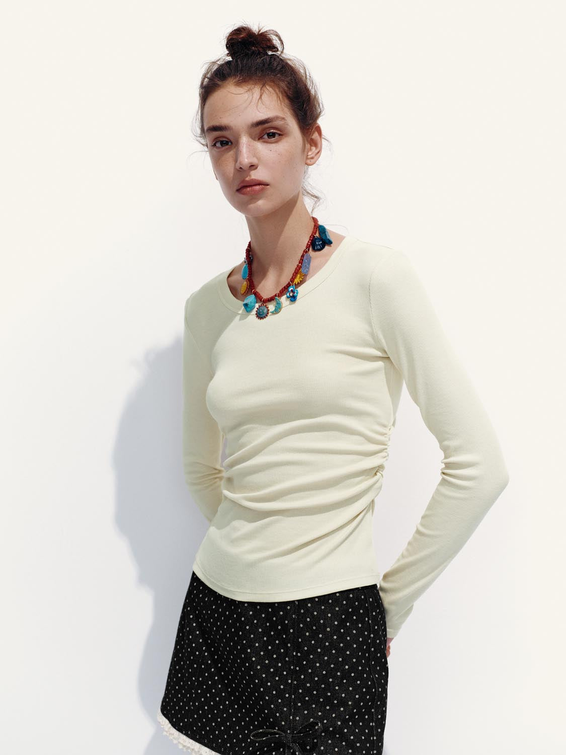 Ruched Long Sleeve T-Shirts