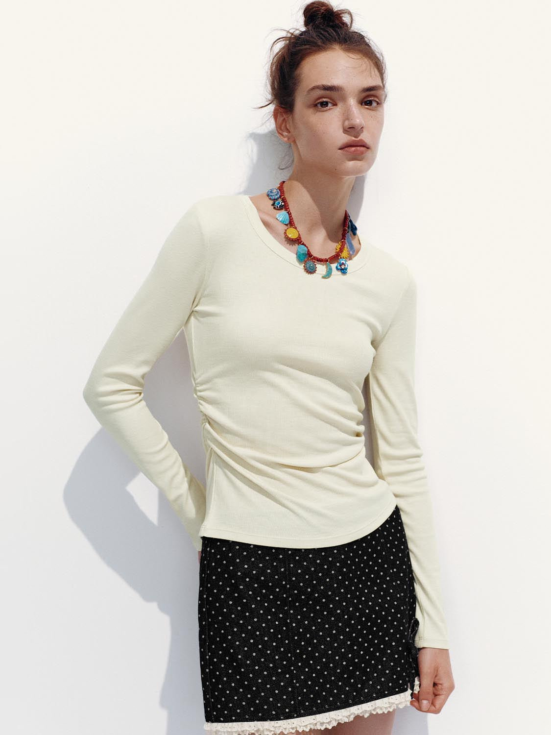 Ruched Long Sleeve T-Shirts