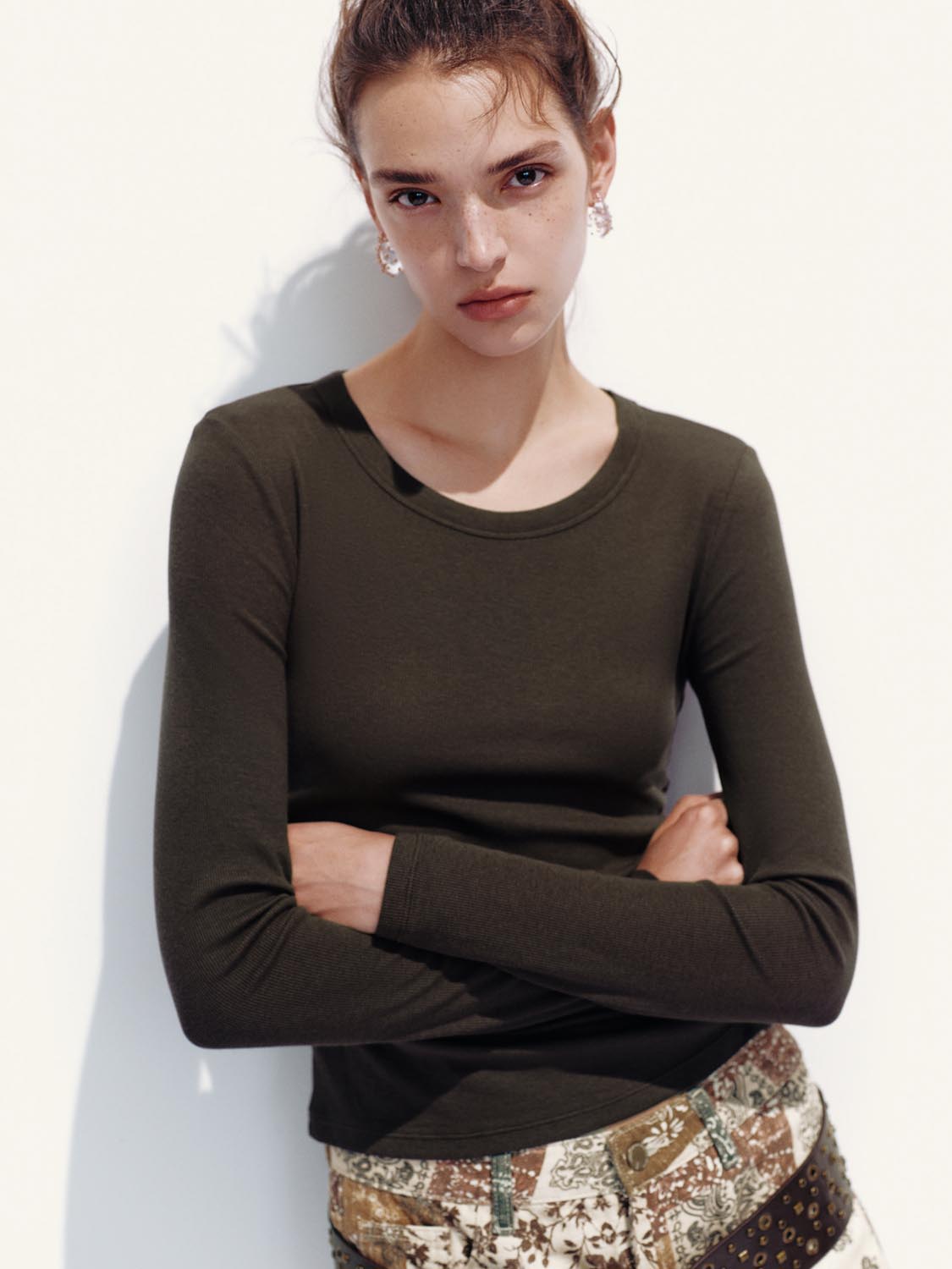 Ruched Long Sleeve T-Shirts