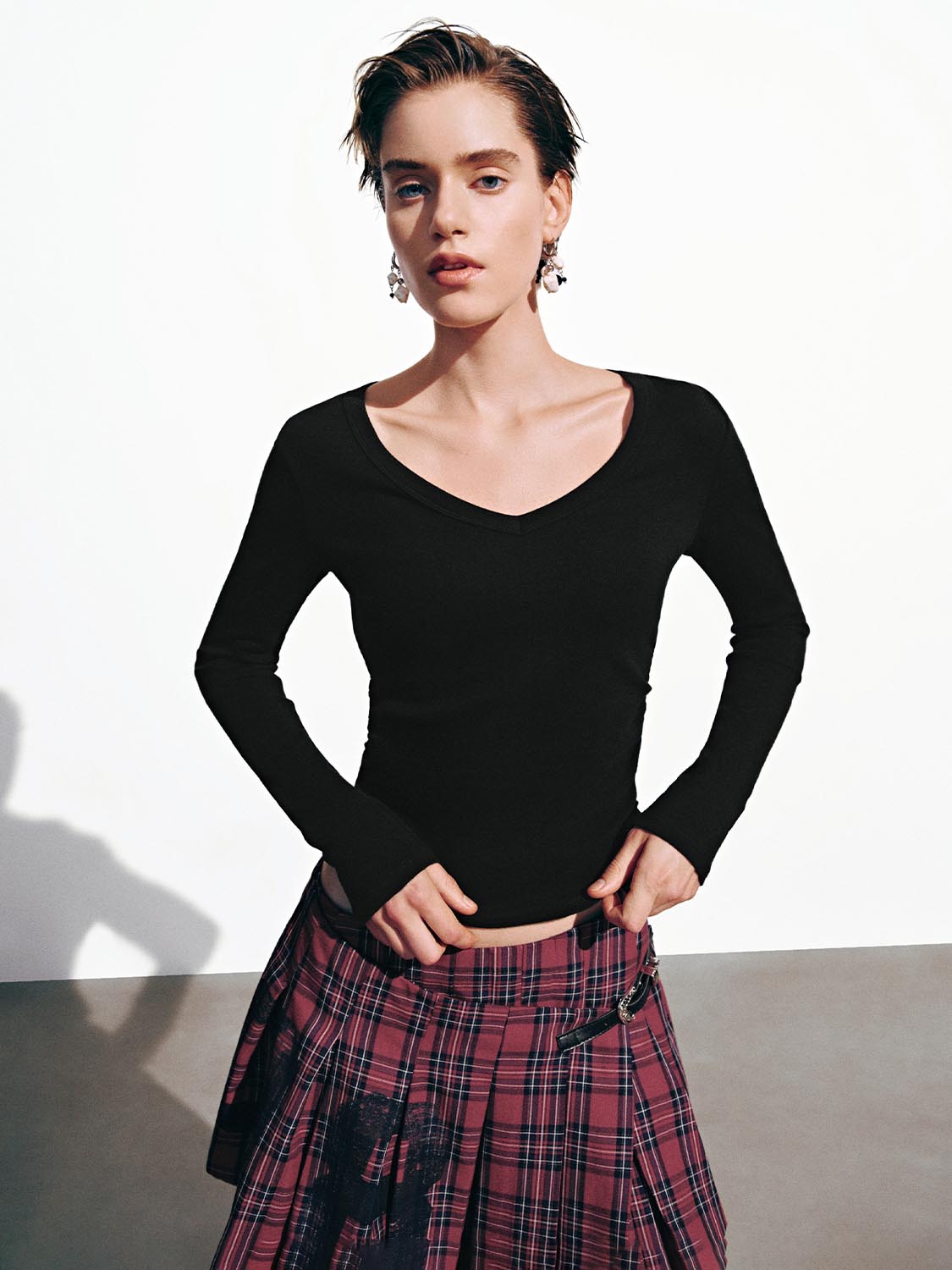 Cinch Waist Long Sleeve T-Shirts