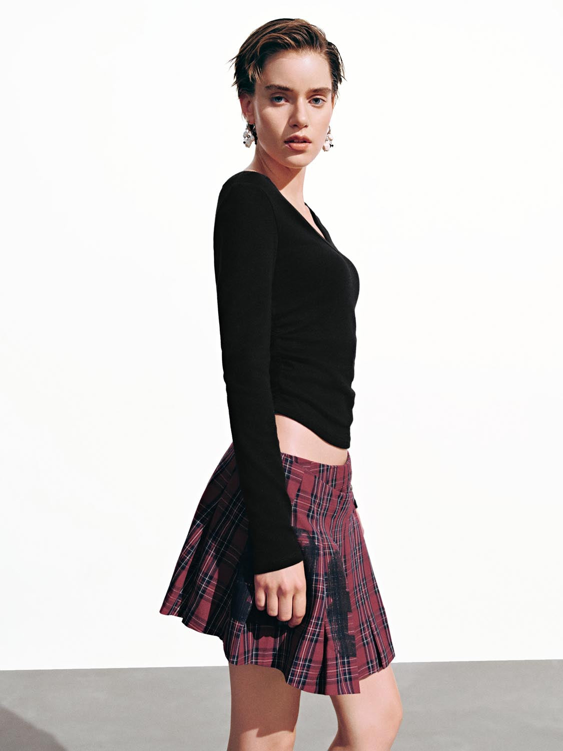 Cinch Waist Long Sleeve T-Shirts