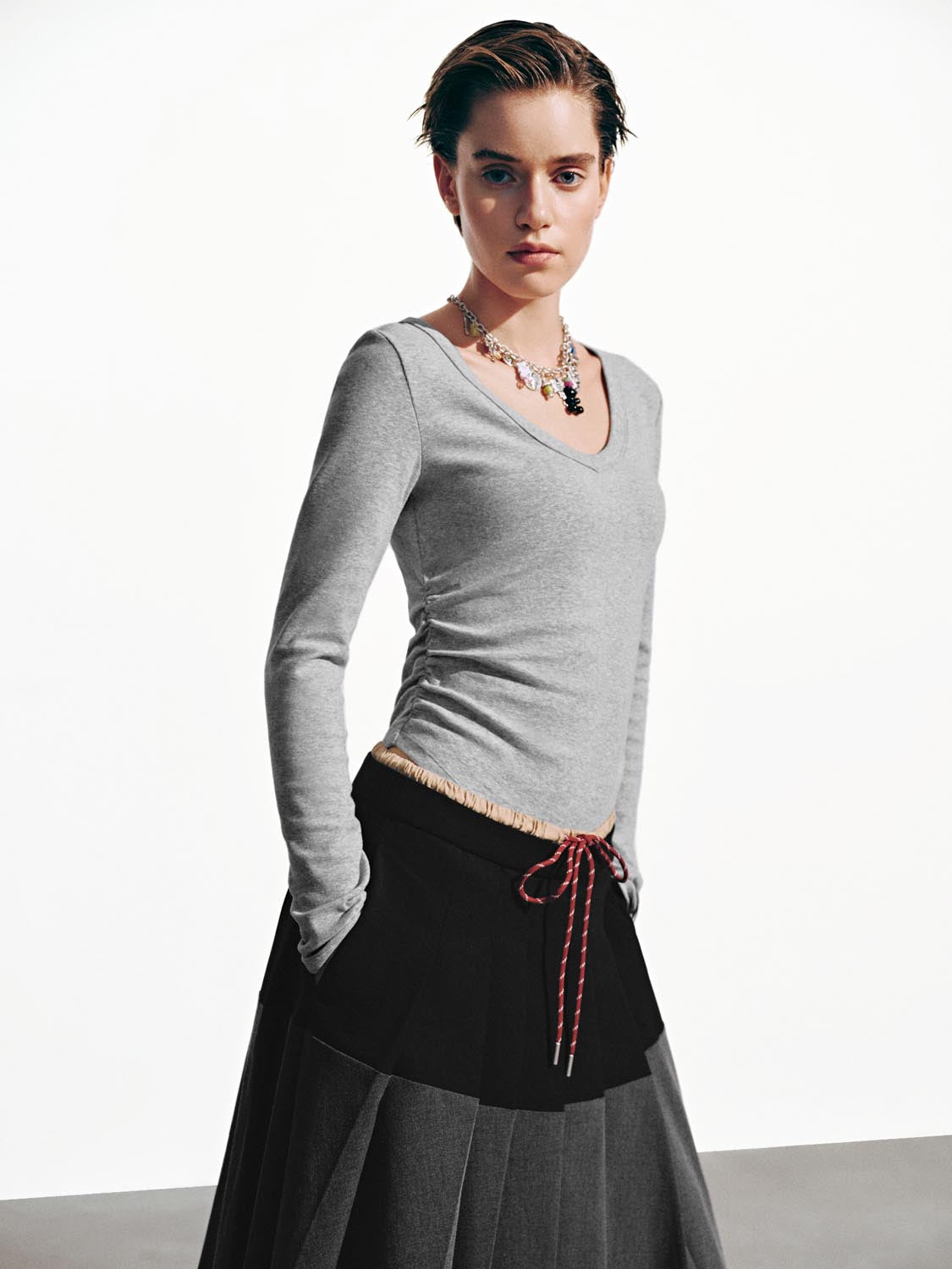 Cinch Waist Long Sleeve T-Shirts