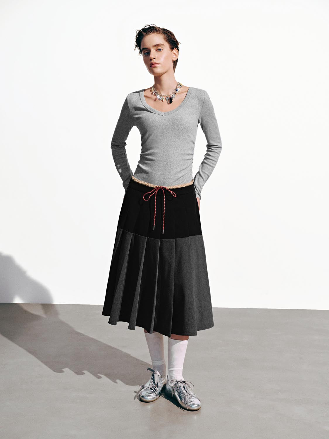 Cinch Waist Long Sleeve T-Shirts