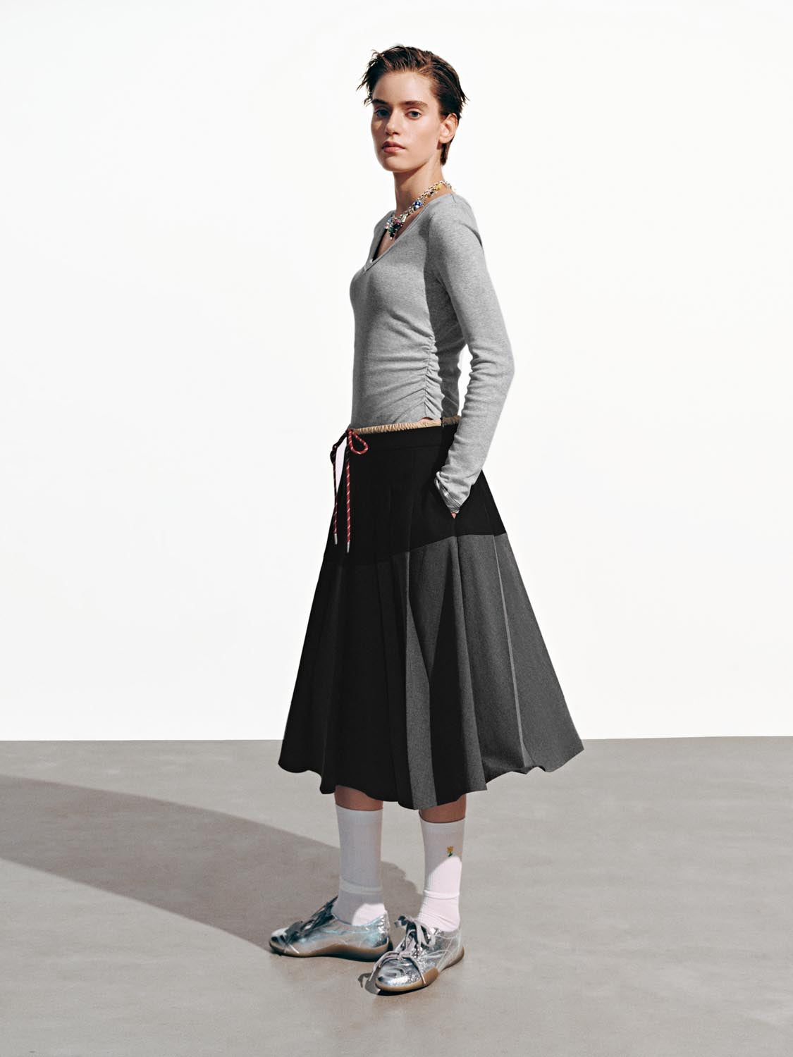 Cinch Waist Long Sleeve T-Shirts