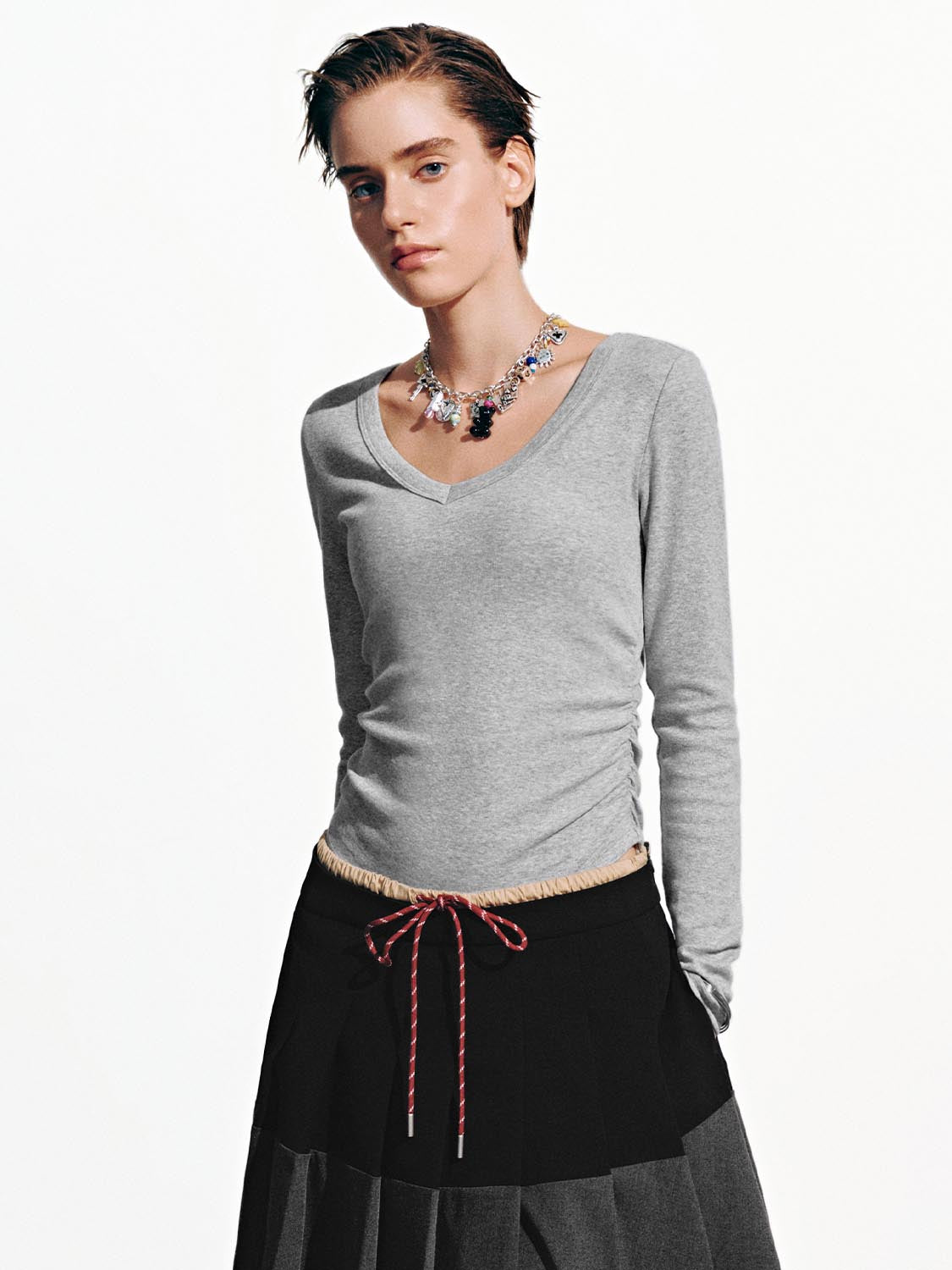 Cinch Waist Long Sleeve T-Shirts