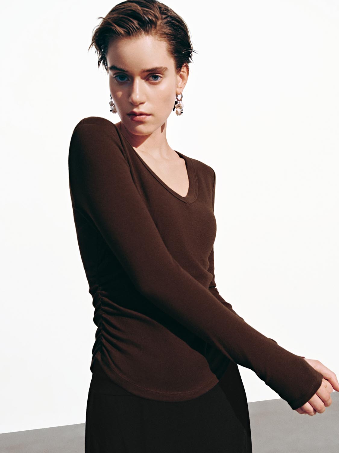 Cinch Waist Long Sleeve T-Shirts