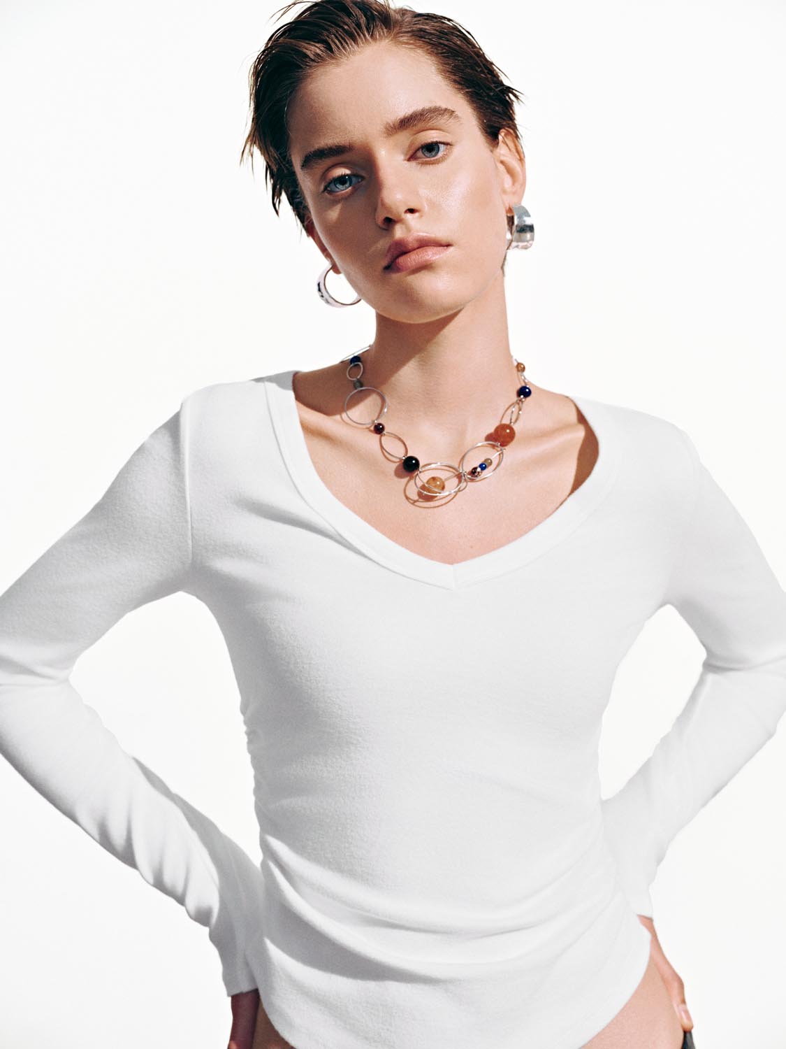 Cinch Waist Long Sleeve T-Shirts