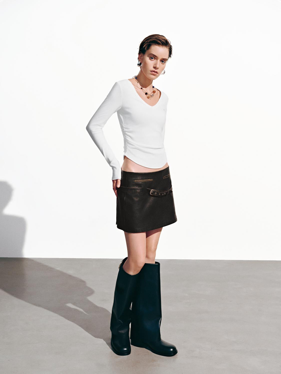 Cinch Waist Long Sleeve T-Shirts