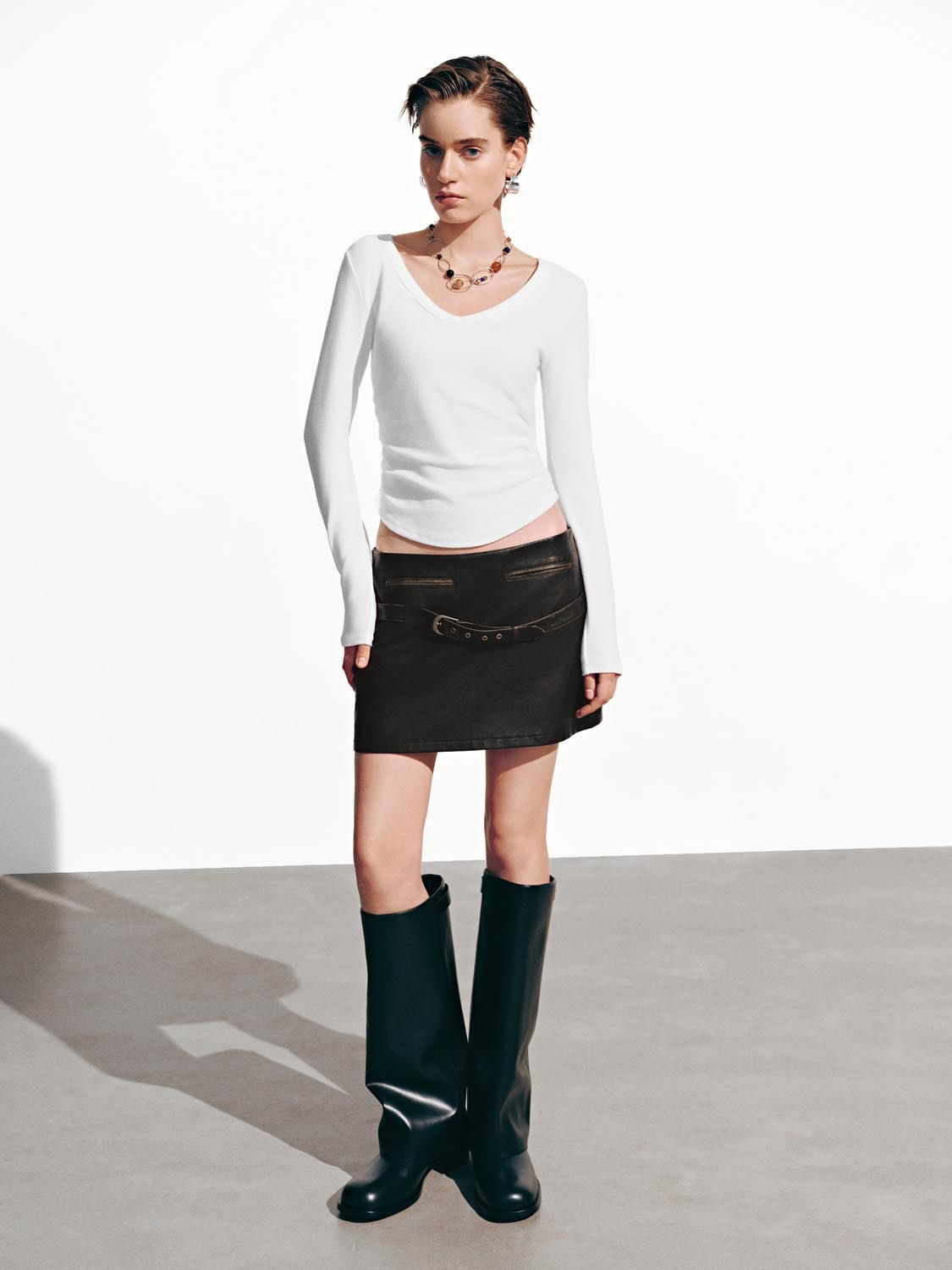 Cinch Waist Long Sleeve T-Shirts