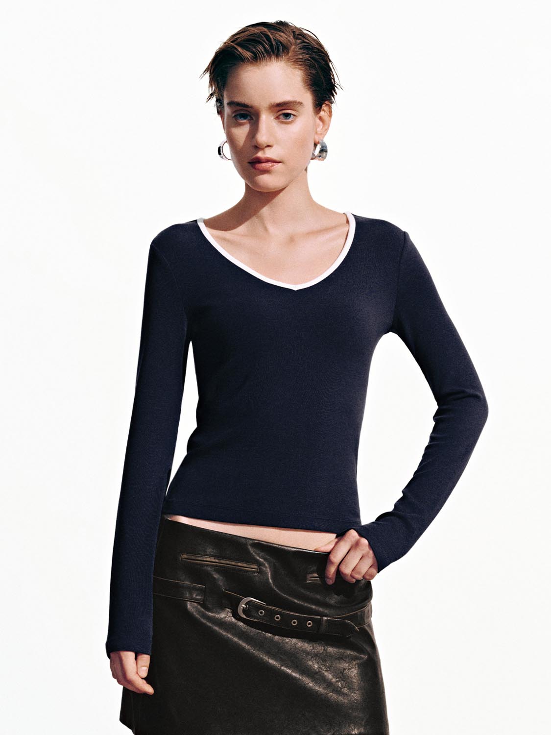 Contrast Long Sleeve T-Shirts