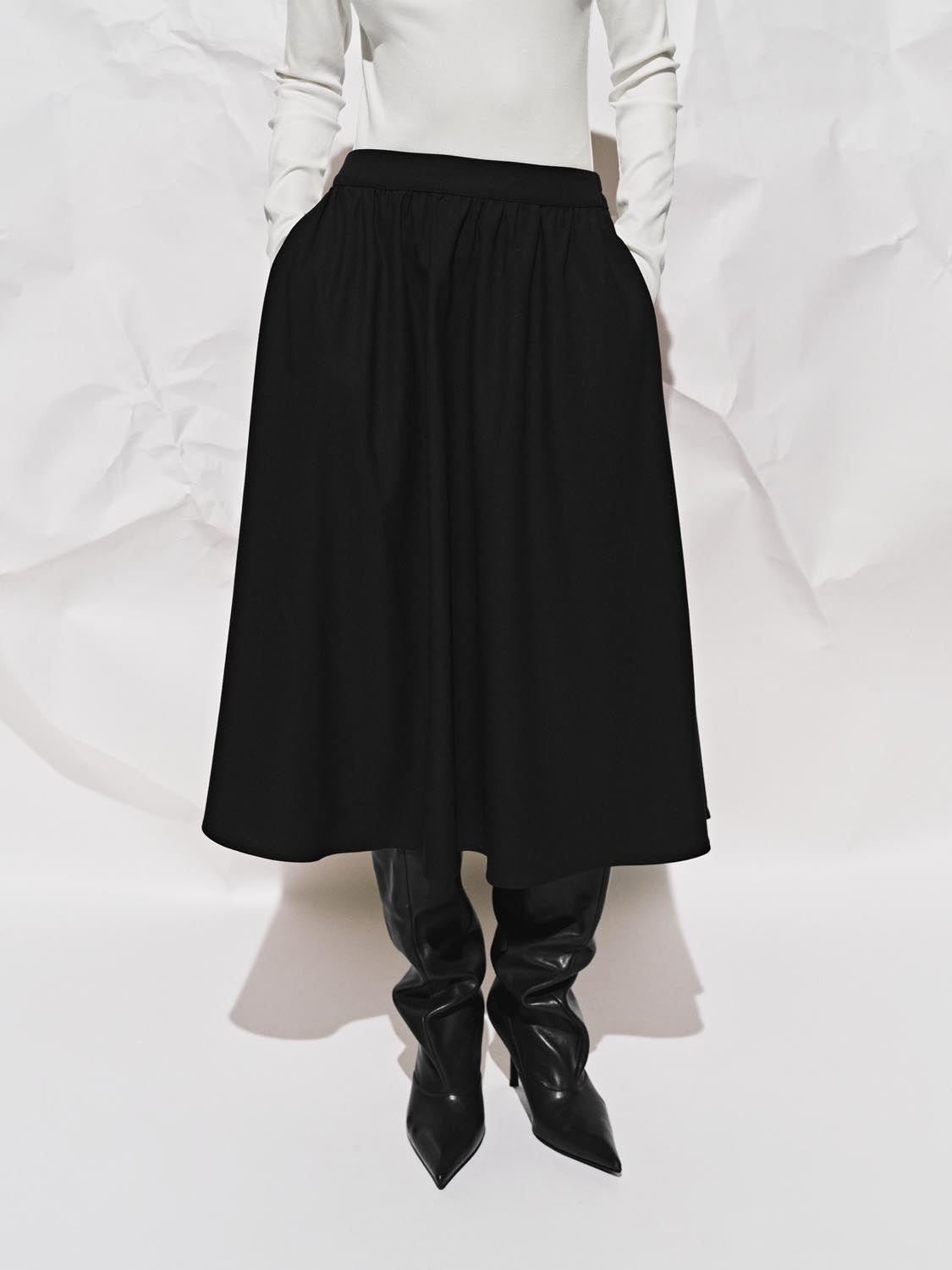 Crinckle Circle A-Line Midi Skirts