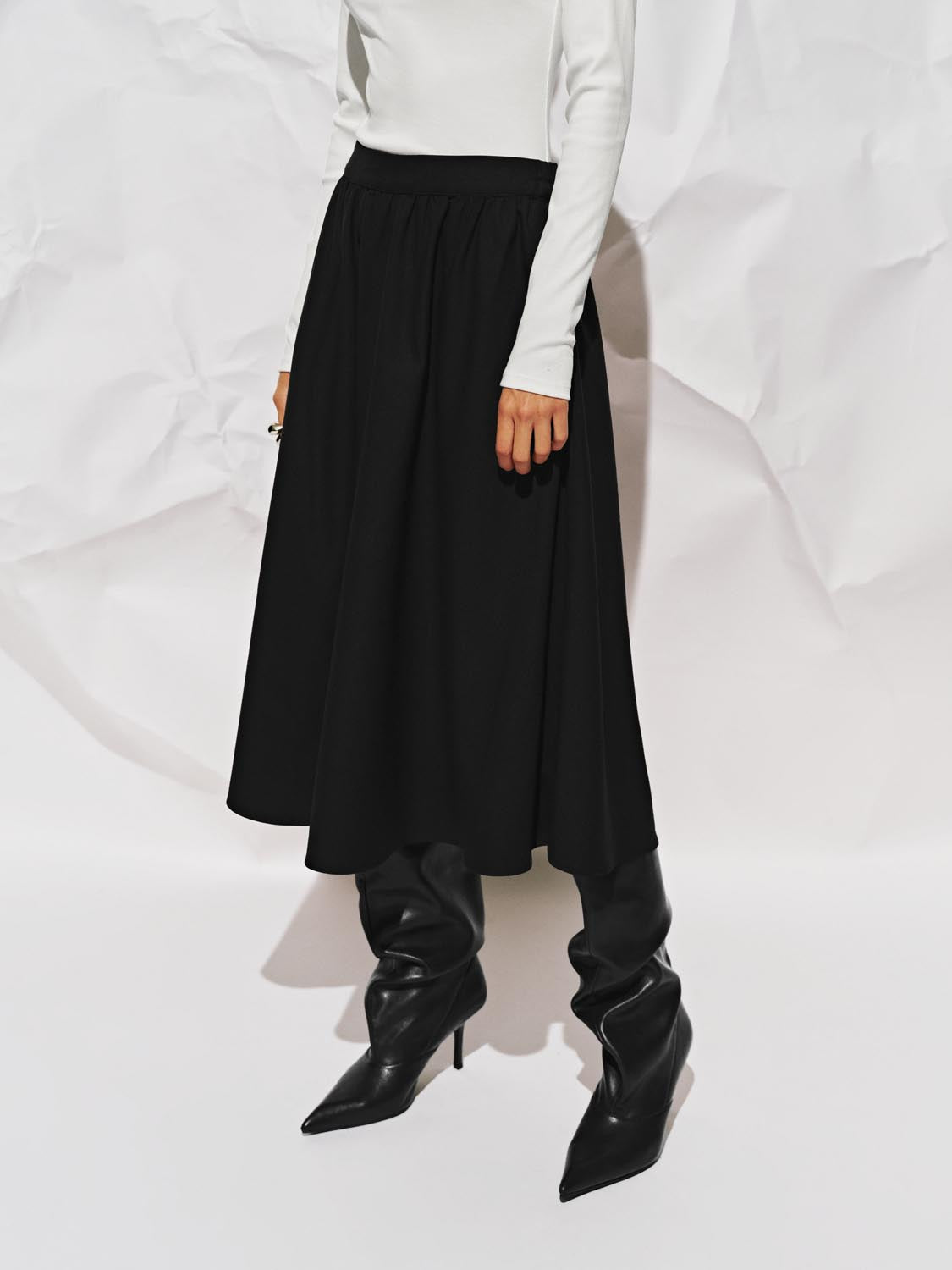 Crinckle Circle A-Line Midi Skirts