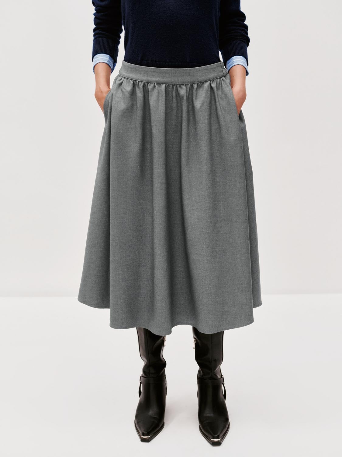 Crinckle Circle A-Line Midi Skirts