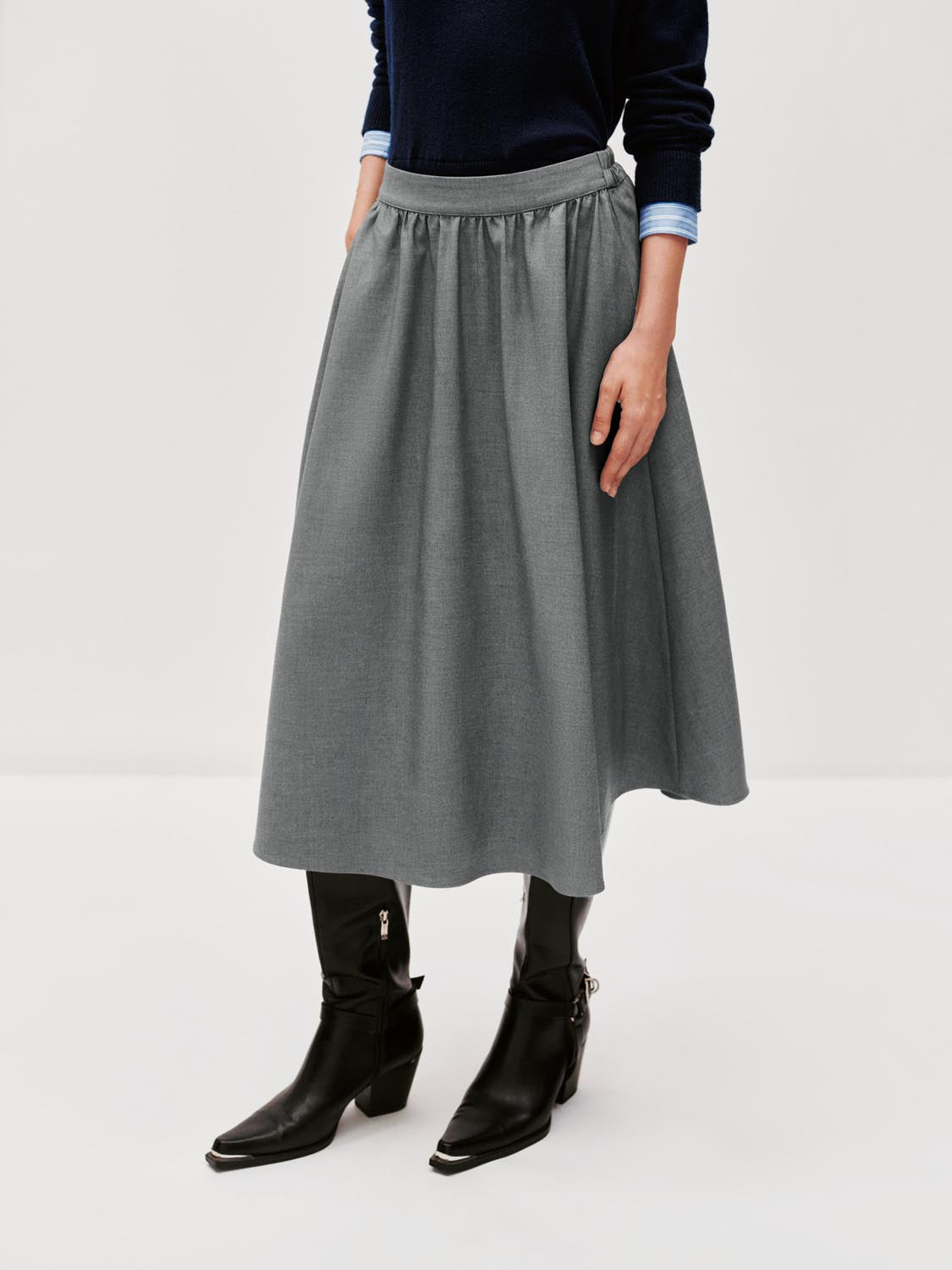 Crinckle Circle A-Line Midi Skirts