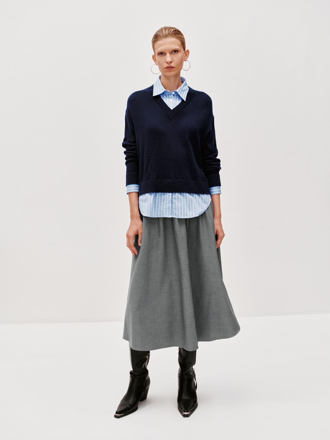 Crinckle Circle A-Line Midi Skirts