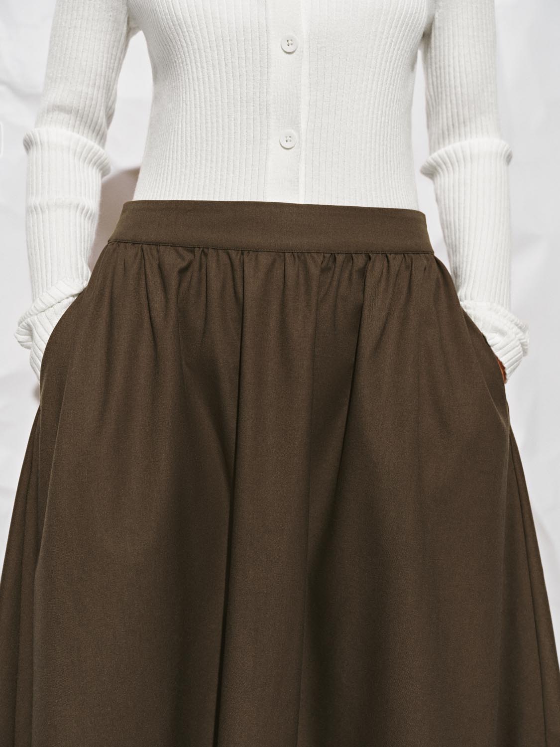 Crinckle Circle A-Line Midi Skirts