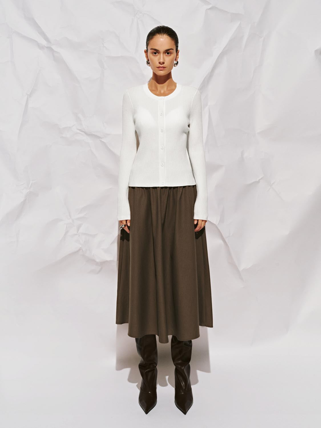 Crinckle Circle A-Line Midi Skirts