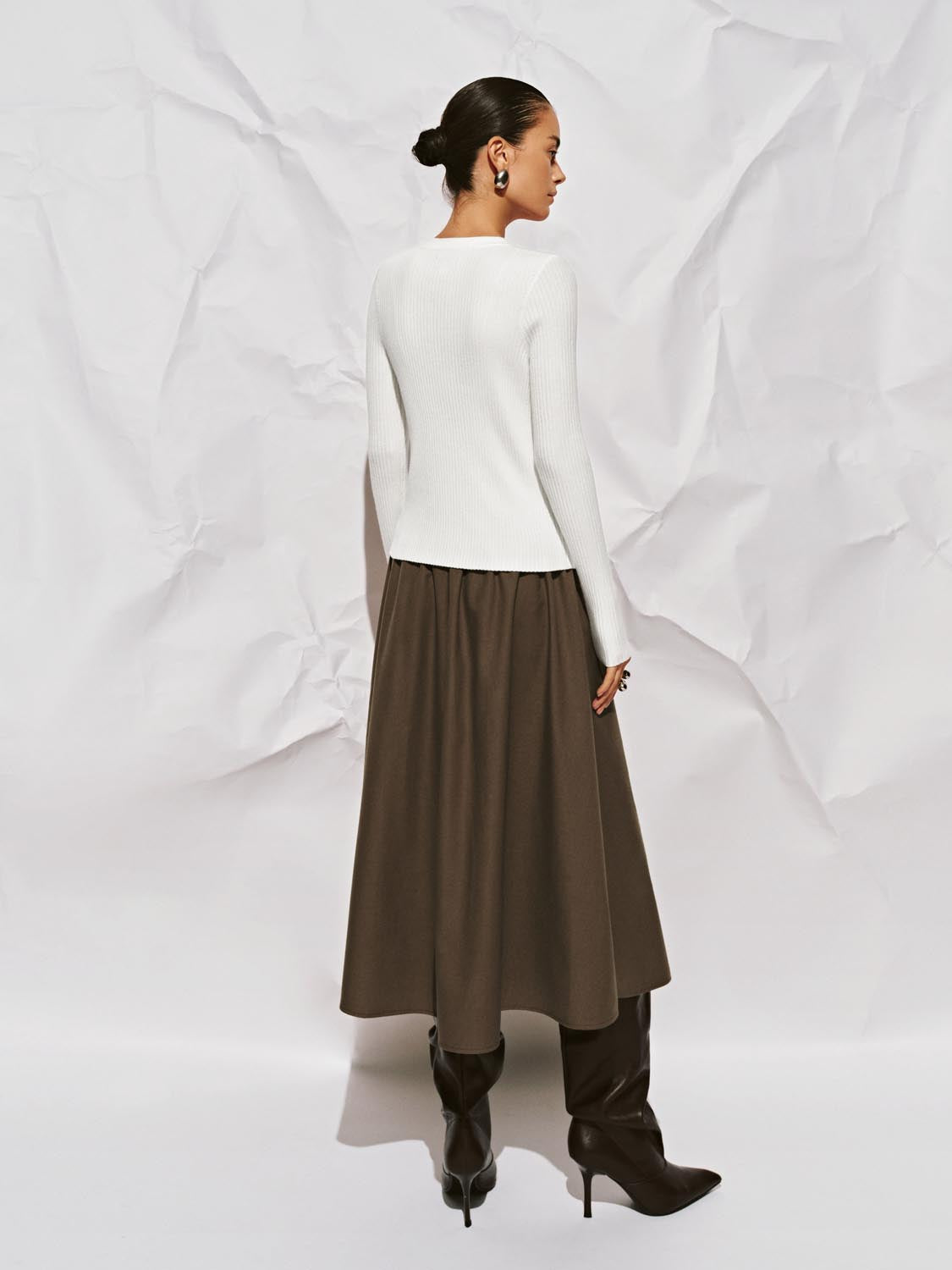 Crinckle Circle A-Line Midi Skirts