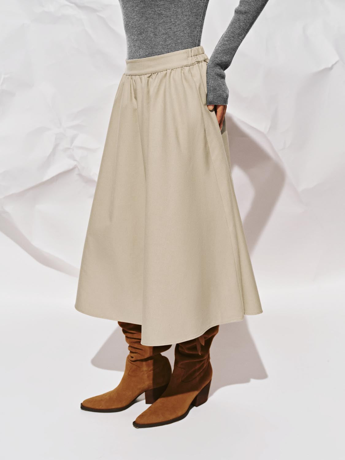 Crinckle Circle A-Line Midi Skirts