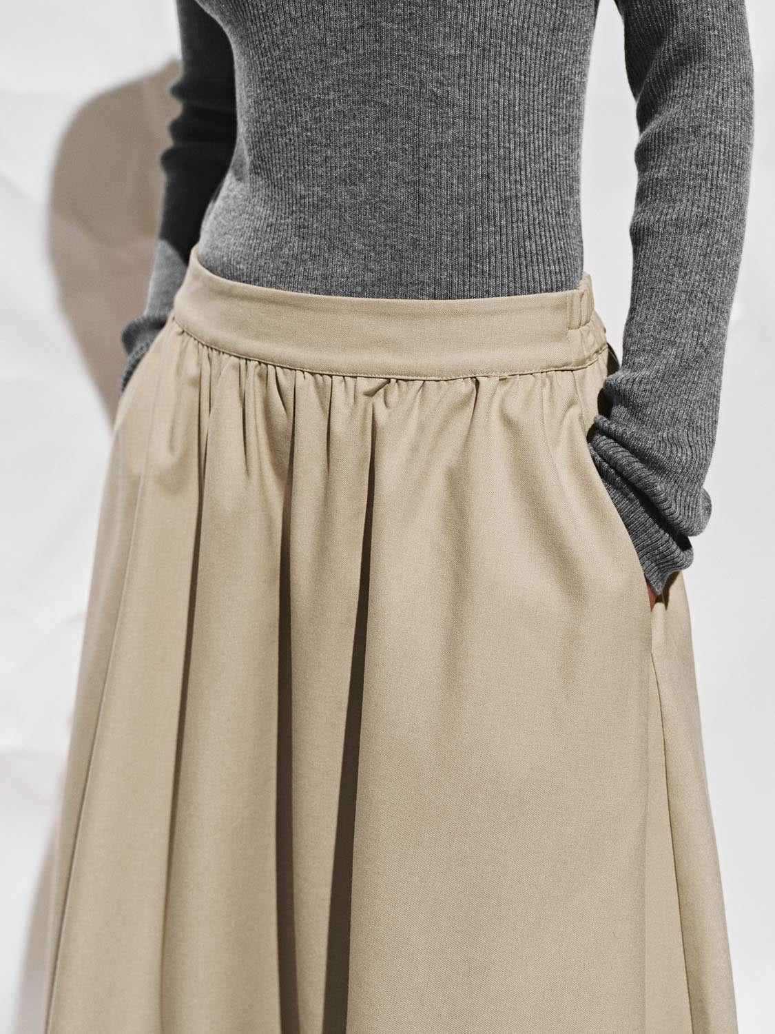 Crinckle Circle A-Line Midi Skirts