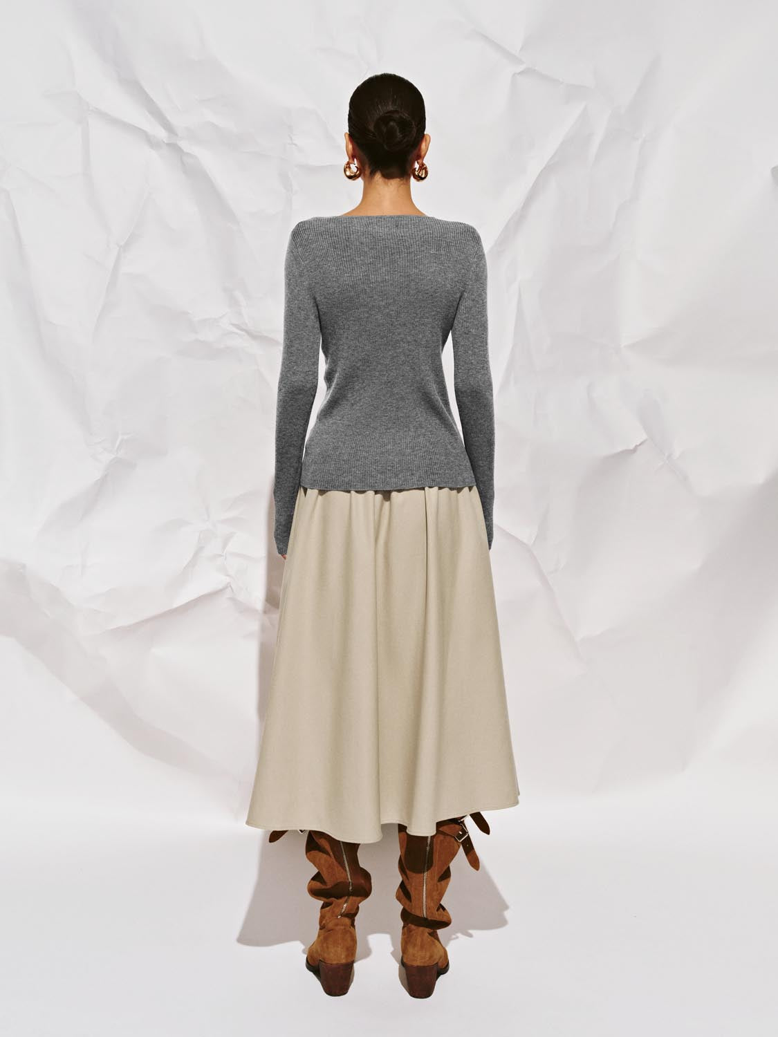 Crinckle Circle A-Line Midi Skirts