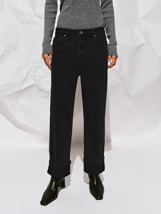 Cuffed Straight Leg Jeans
