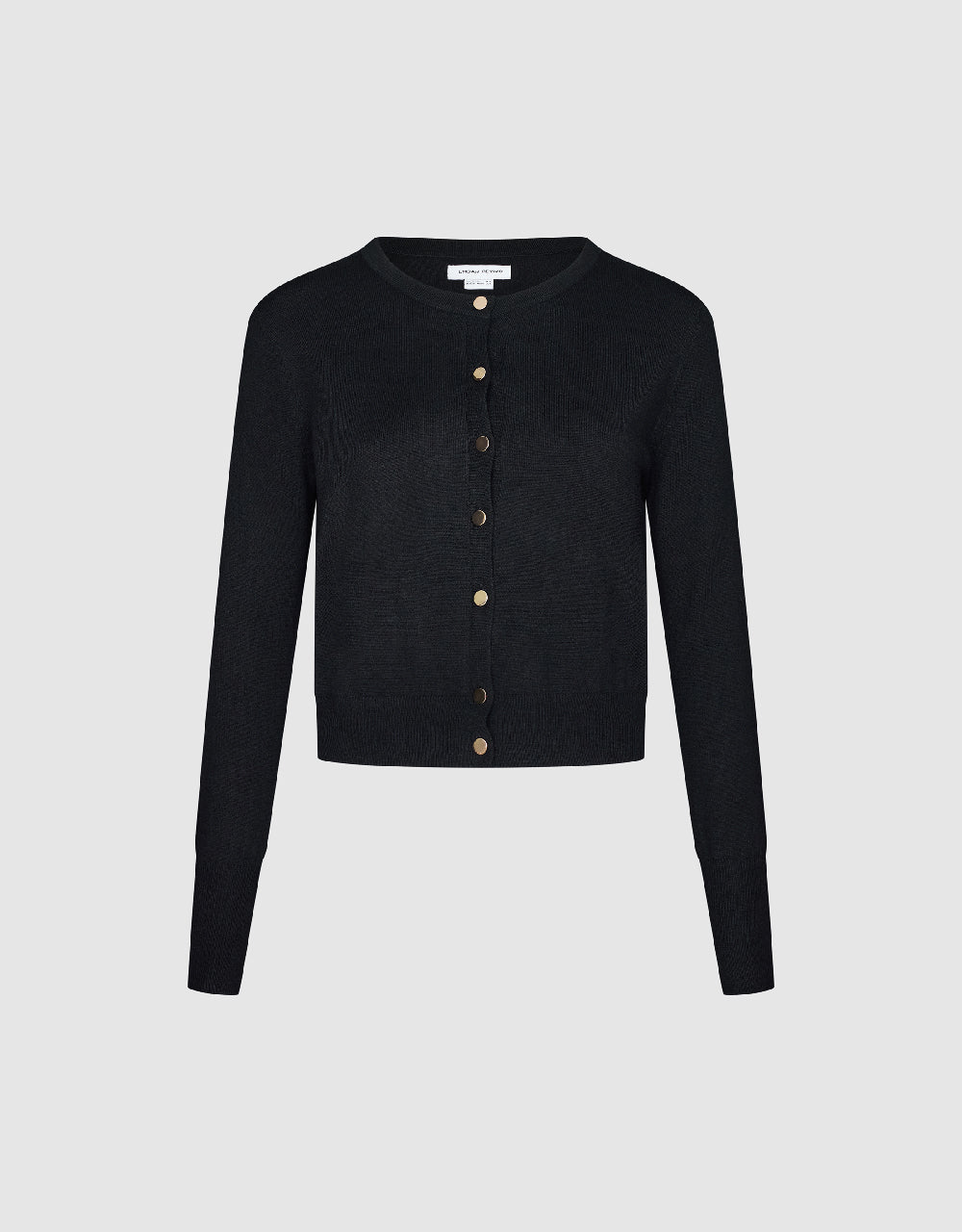 Pressed Button Crew Neck Knitted Cardigan