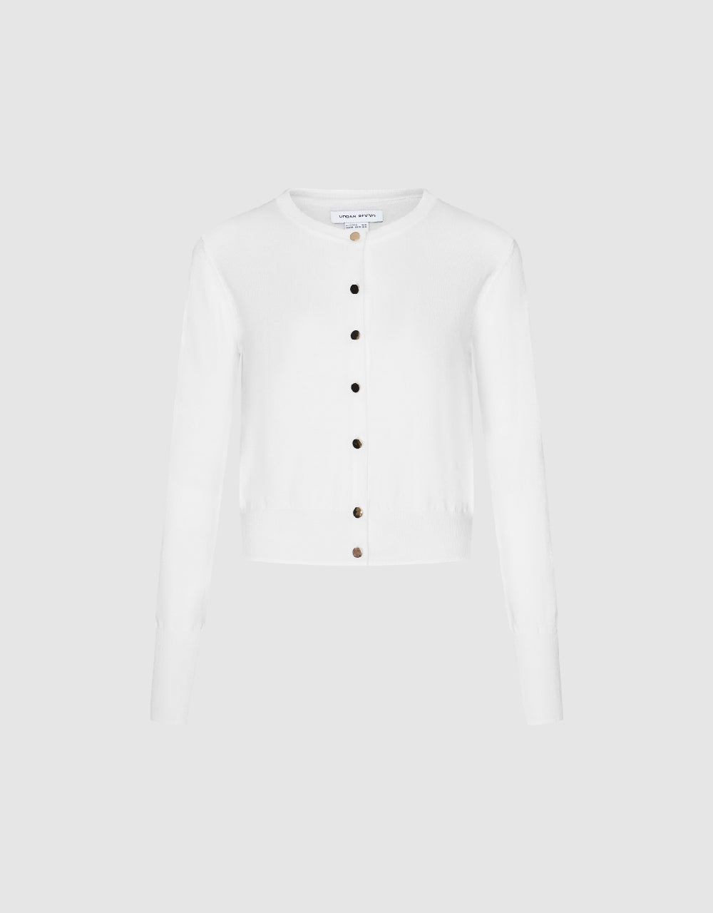 Pressed Button Crew Neck Knitted Cardigan