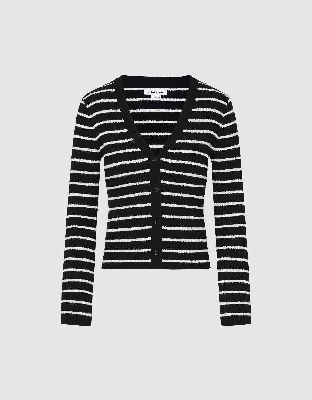 Striped V-Neck Knitted Cardigan