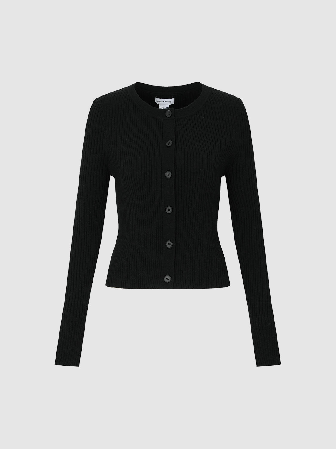 Crew Neck Skinny Knitted Cardigan