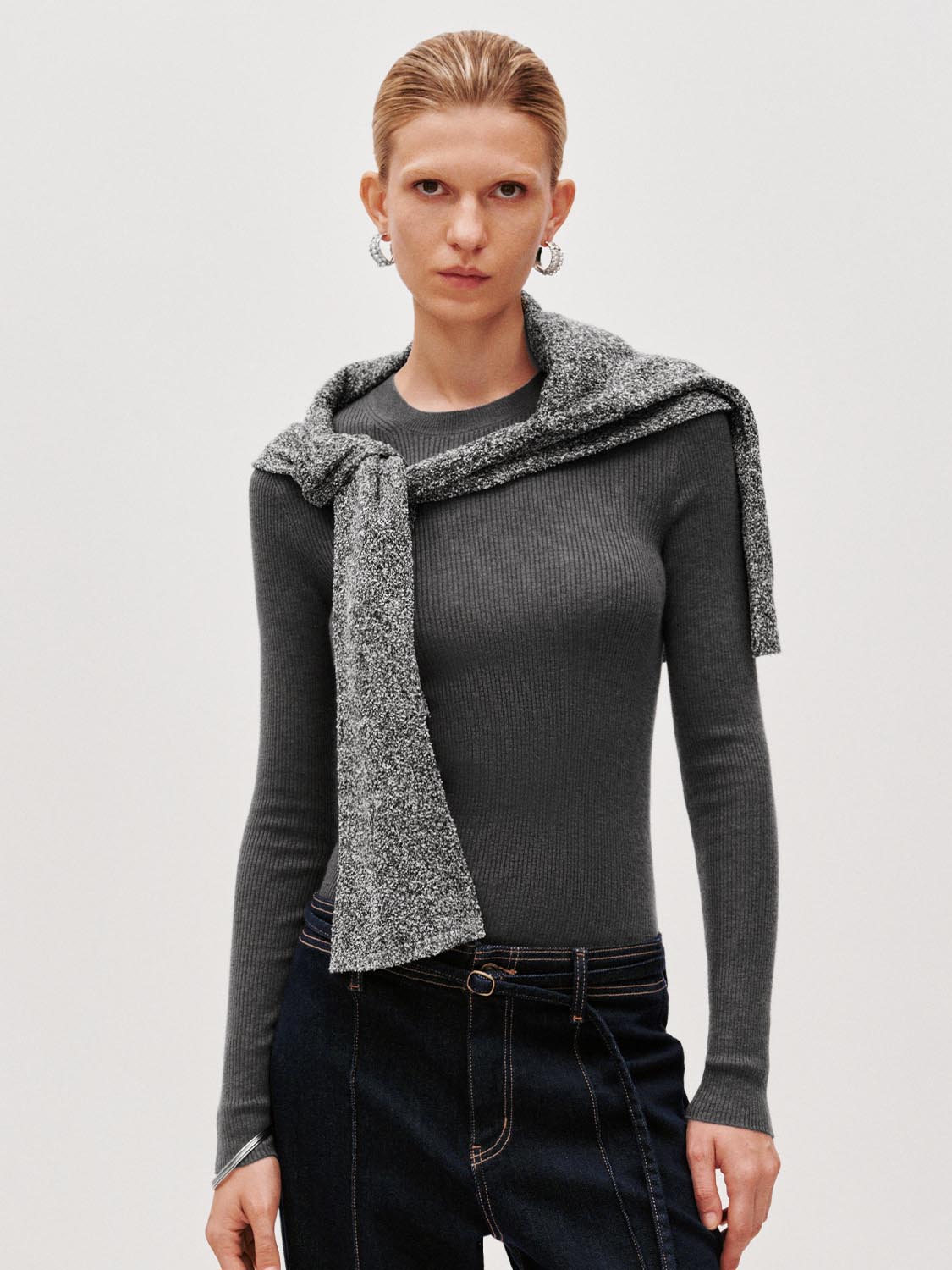 Slim Fit Long Sleeve Knitted T-Shirts