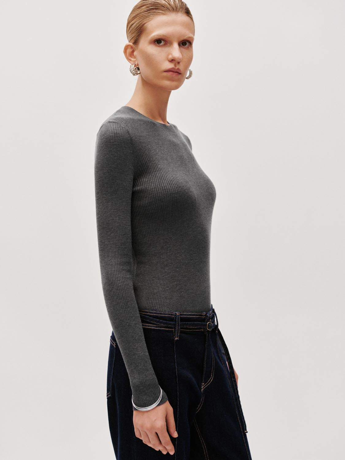 Slim Fit Long Sleeve Knitted T-Shirts