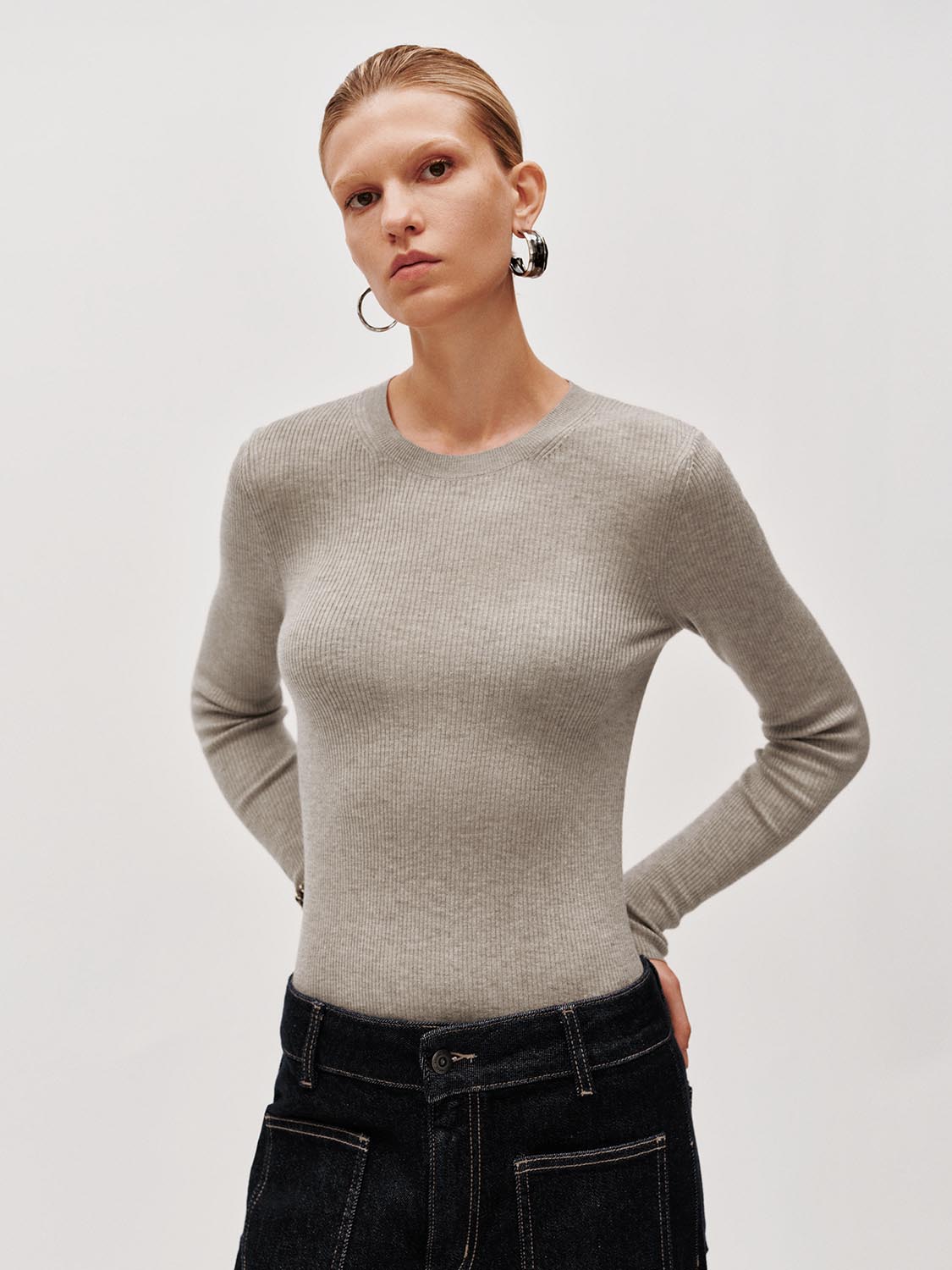Slim Fit Long Sleeve Knitted T-Shirts