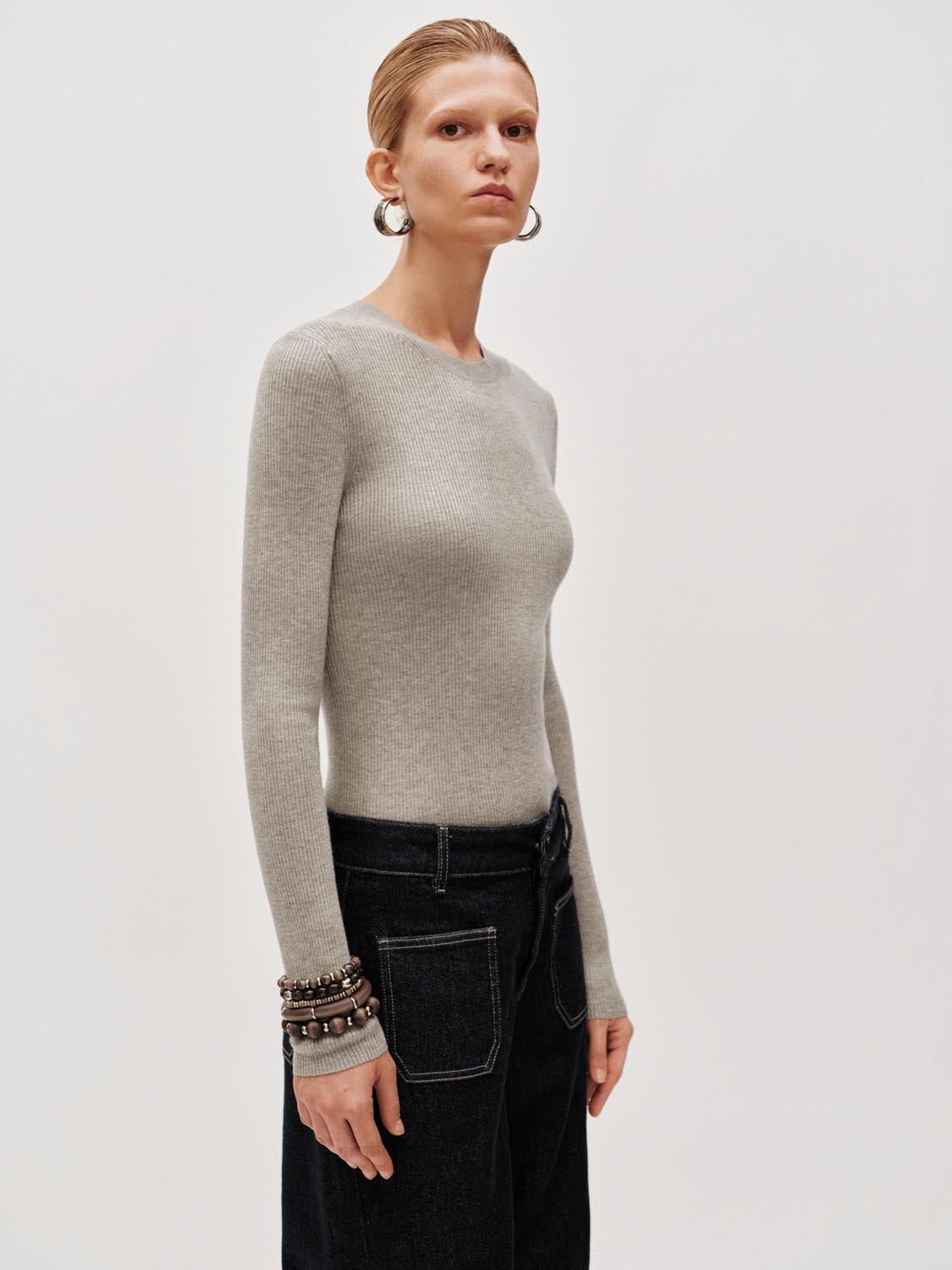 Slim Fit Long Sleeve Knitted T-Shirts