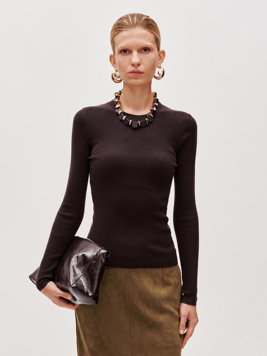 Slim Fit Long Sleeve Knitted T-Shirts