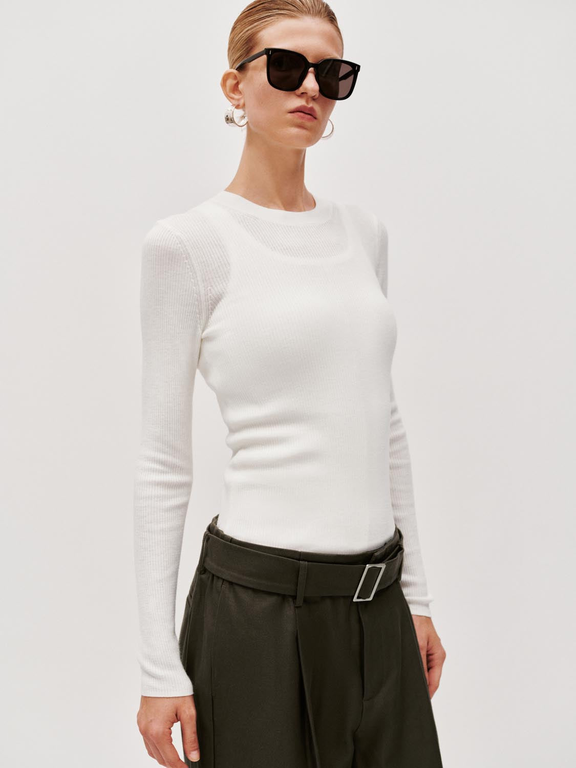 Slim Fit Long Sleeve Knitted T-Shirts